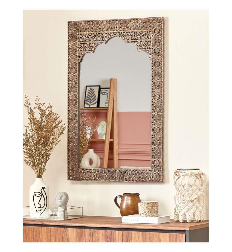 Miroir PALI 60 cm 90 cm Métal Cuivré