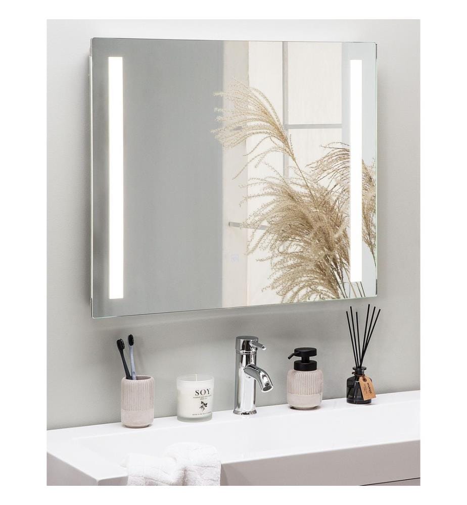 LED-Badezimmer-Spiegel LIRAC 70 cm 60 cm Silber