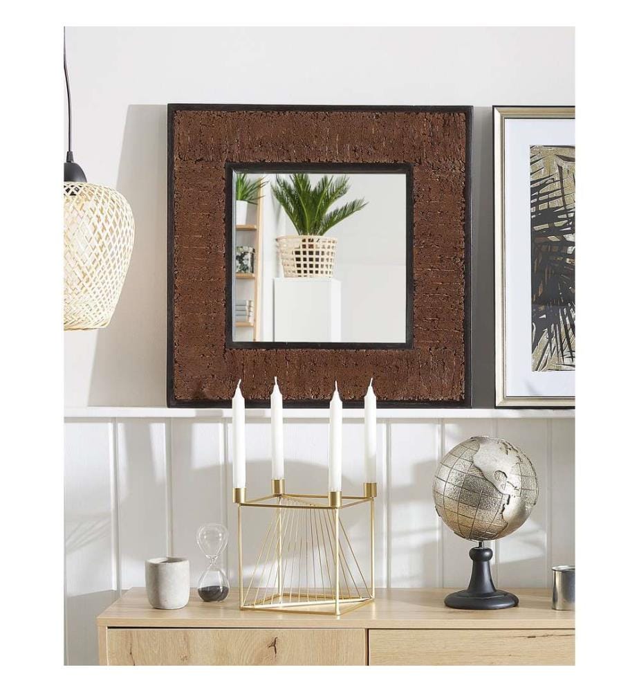 Miroir BOISE 60 cm 60 cm Teck Marron foncé