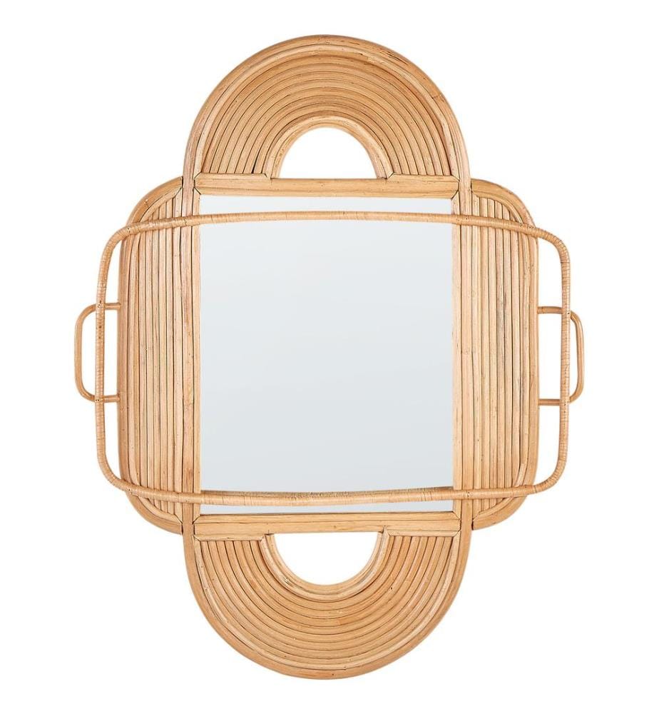 Wall Mirror ALCORN 70 cm 90 cm Rattan Natural