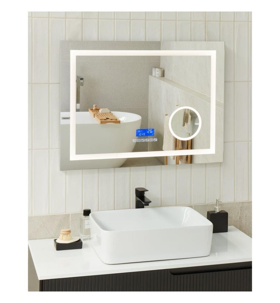 LED-Badezimmer-Spiegel THAIX 80 cm 60 cm Silber