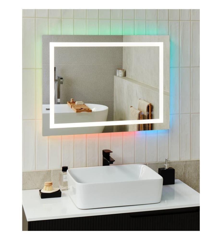 LED-Badezimmer-Spiegel PRENOIS 80 cm 60 cm Silber