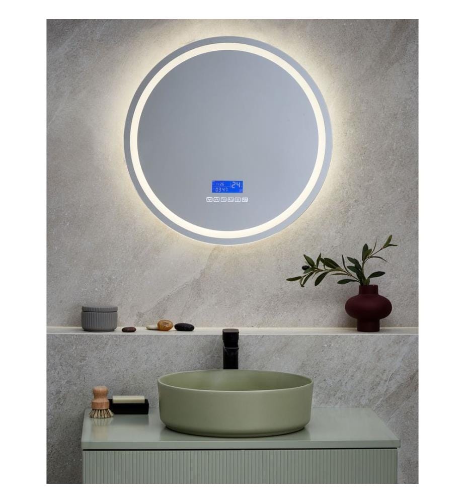 LED Bathroom Mirror BROGNON 60 cm 60 cm with Built-In Bluetooth Speaker Silver