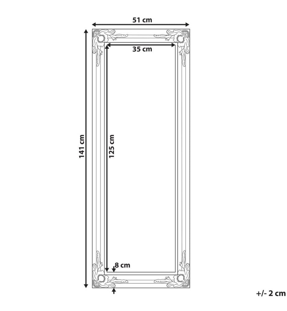 Miroir BELLAC 51 cm 141 cm Argenté