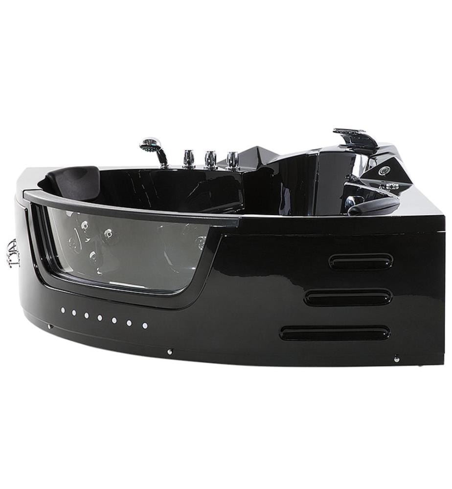 Vasca idromassaggio angolare con LED MARTINICA 214 x 155 cm Nero