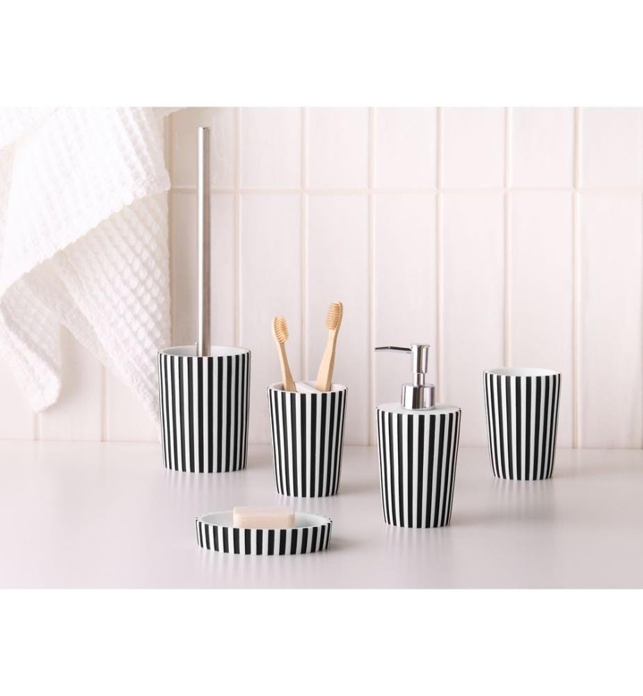 Badaccessoires Set 5-teilig LIRCAY Schwarz / Weiss