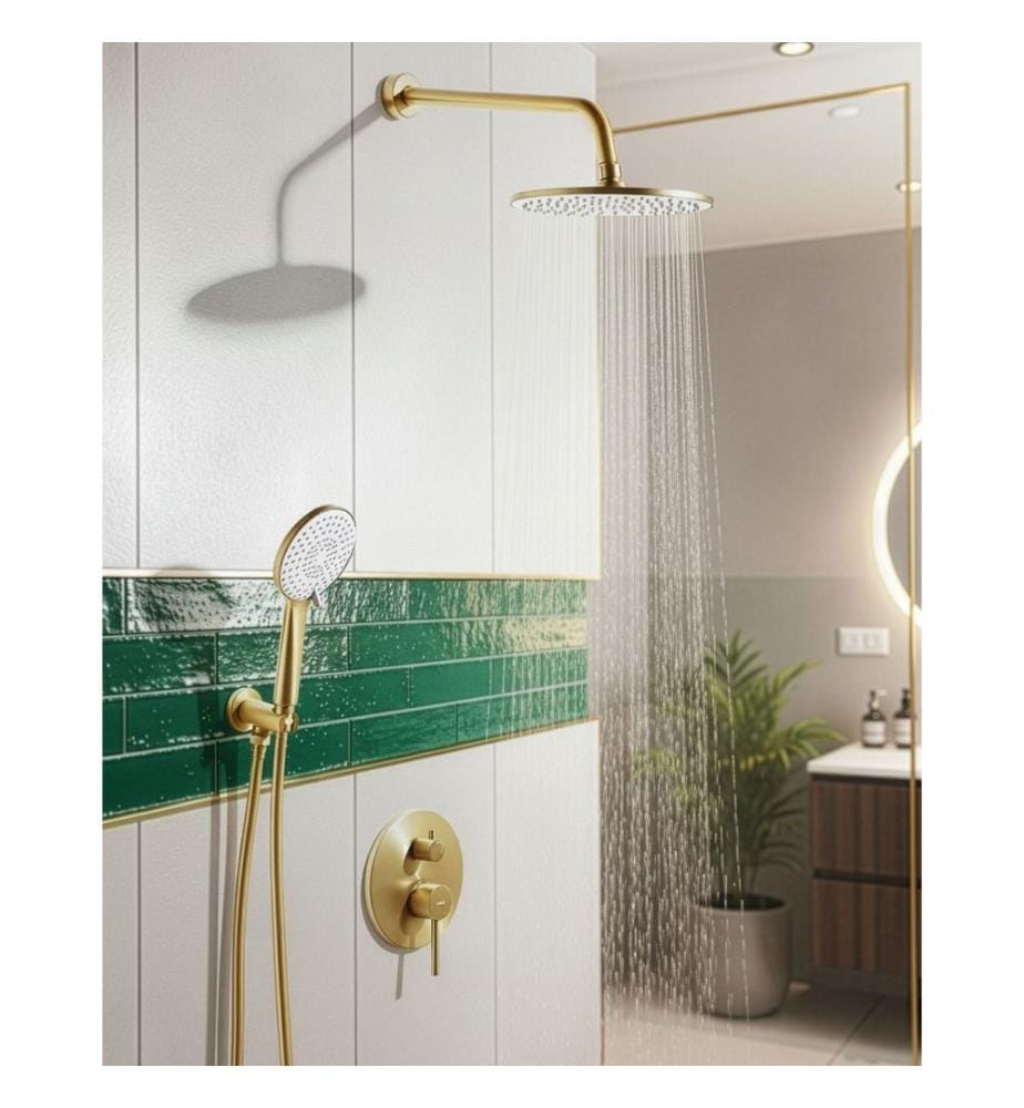 Einbau-Duschset mit Regendusche PUELO Gold