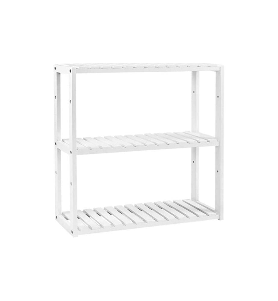 Songmics - Regal mit 3 Ablagen aus Bambus, Weiss