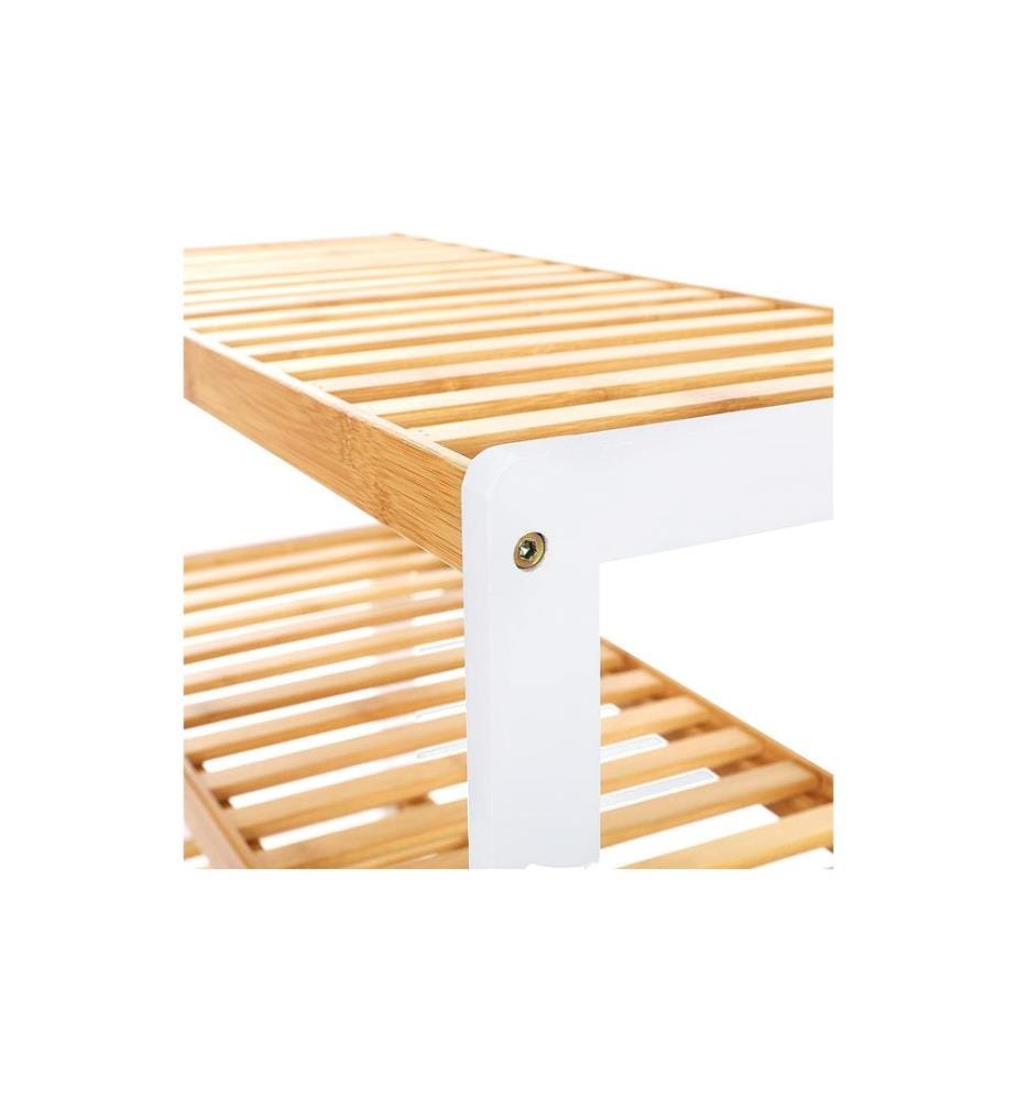 Songmics - Étagère à chaussures en bambou, Blanc/Nature
