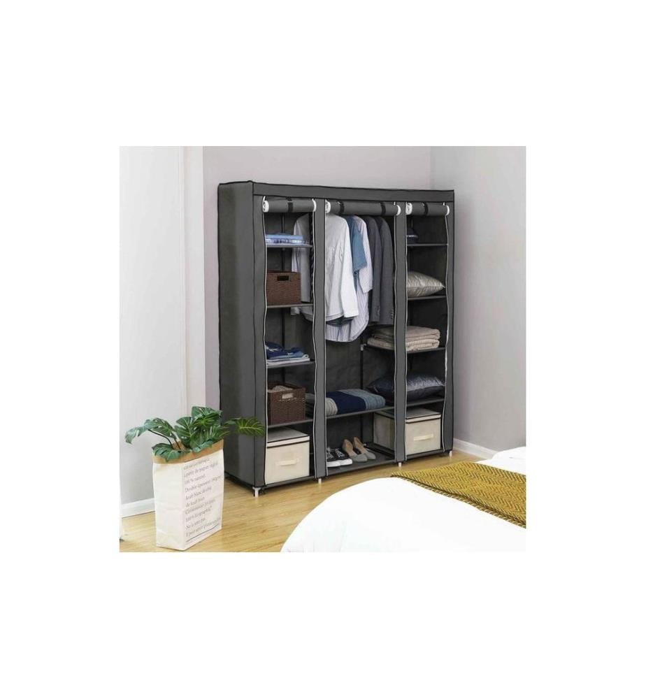 Songmics - Regal mit hochrollbaren Türen Grau