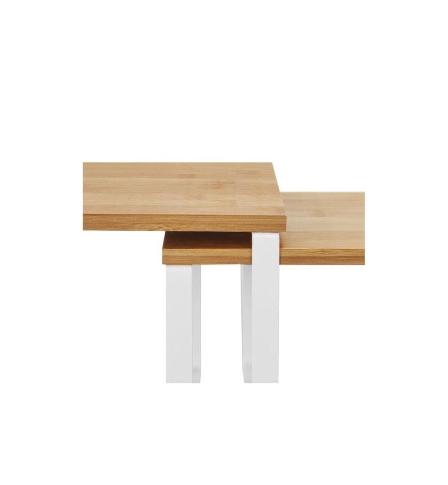 Songmics - Étagère Lot de 2, bambou, Naturel/Blanc