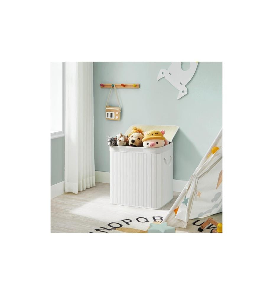 Songmics - Corbeille à linge avec couvercle 150 l, Blanc