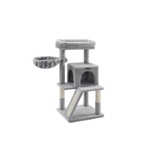 Feandrea - Arbre à chat avec planche à gratter, 96 cm, gris/beige