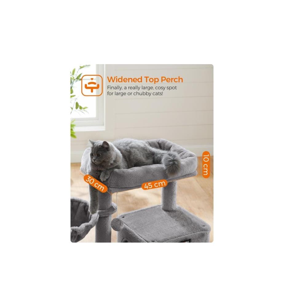 Feandrea - Arbre à chat avec planche à gratter, 96 cm, gris/beige
