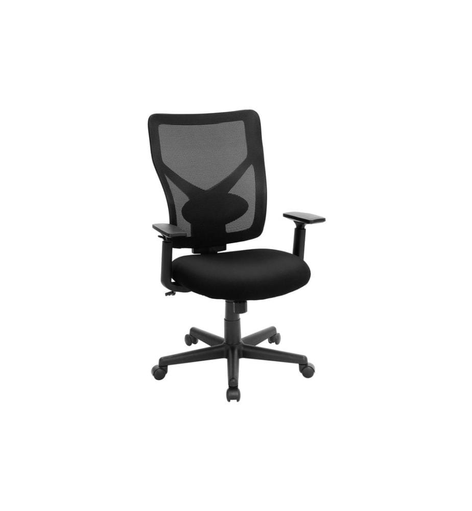 Songmics - Chaise de bureau avec dossier résille et accoudoirs, noir