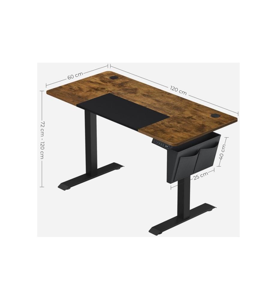 Songmics - Stehtisch 120 x 60 cm, Vintagebraun-Schwarz