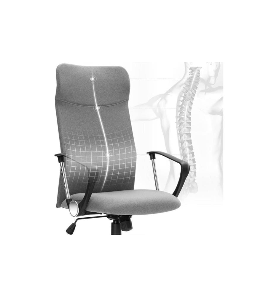 Songmics - Chaise de bureau avec dossier rembourré et accoudoirs, gris