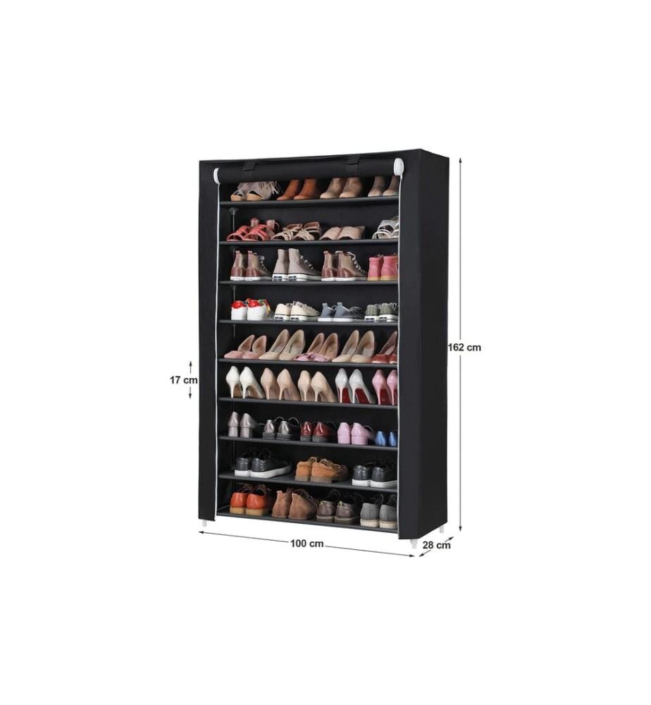 Songmics - Schuhschrank mit Rolltür 100 x 28 x 162 cm, Schwarz
