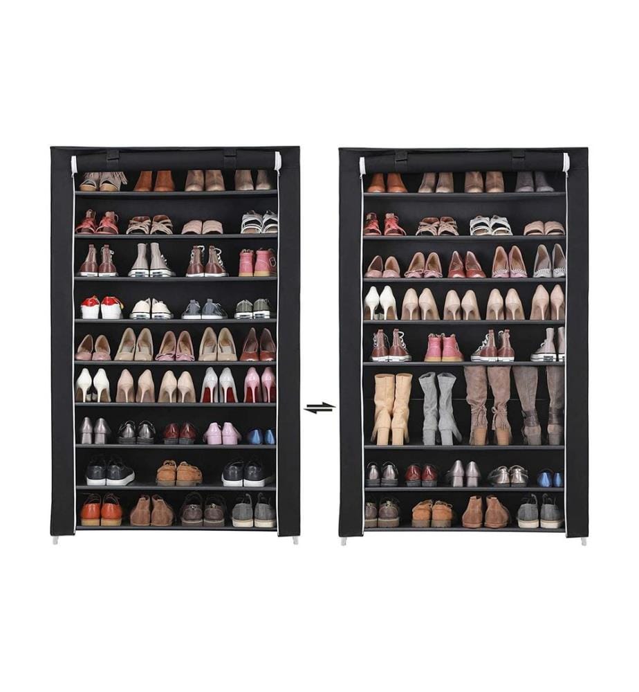 Songmics - Schuhschrank mit Rolltür 100 x 28 x 162 cm, Schwarz