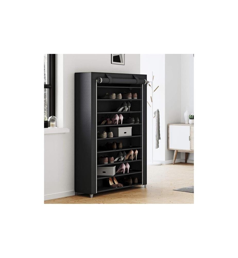 Songmics - Schuhschrank mit Rolltür 100 x 28 x 162 cm, Schwarz