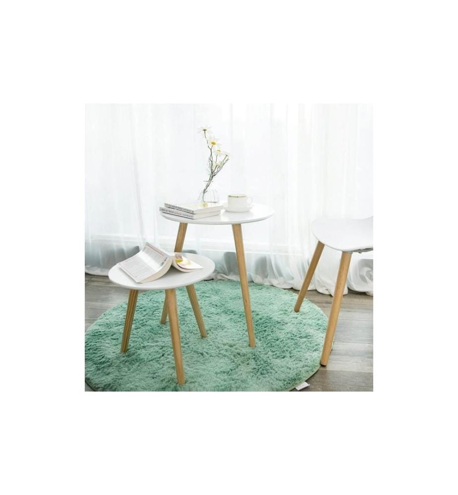 Songmics - Table d'appoint Lot de 2 Blanc/Nature