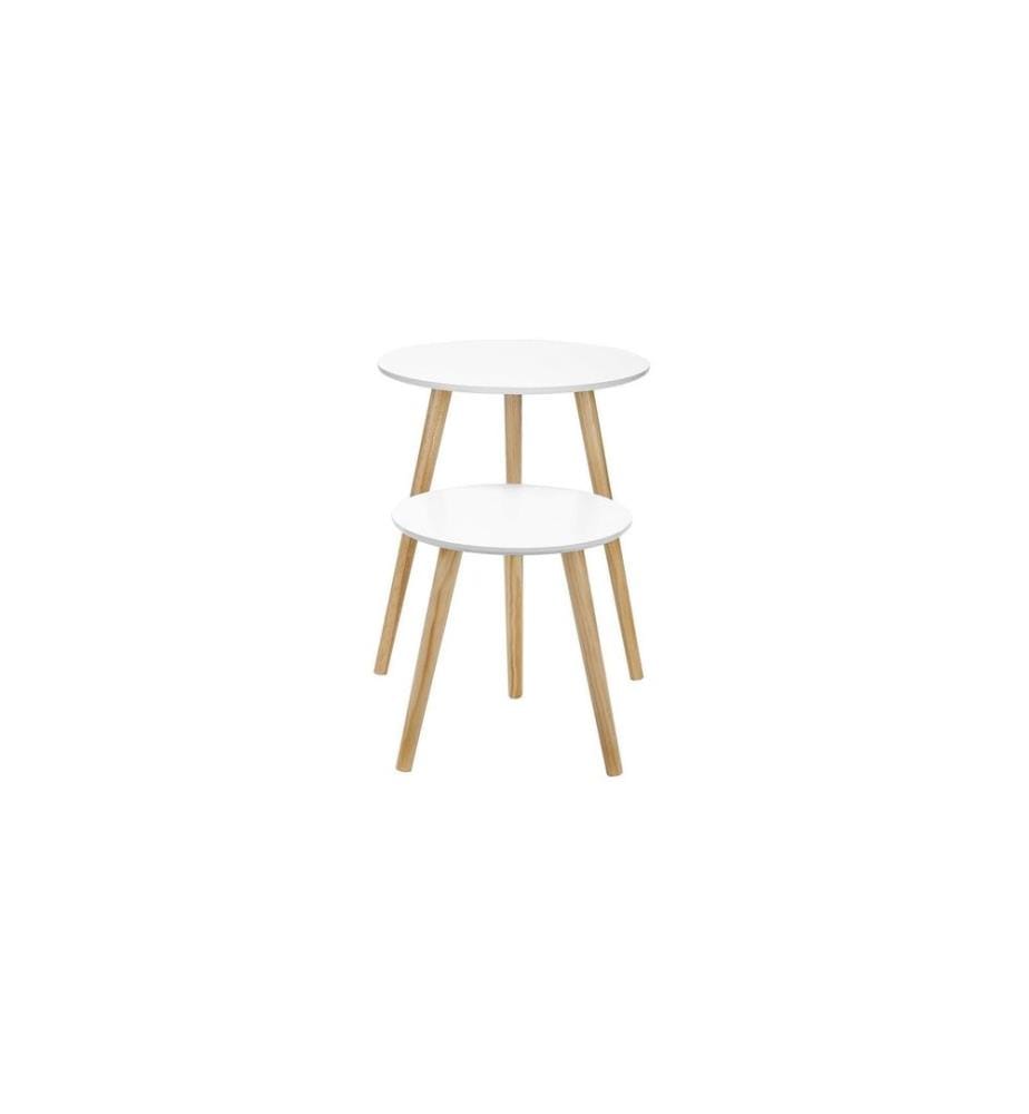Songmics - Table d'appoint Lot de 2 Blanc/Nature
