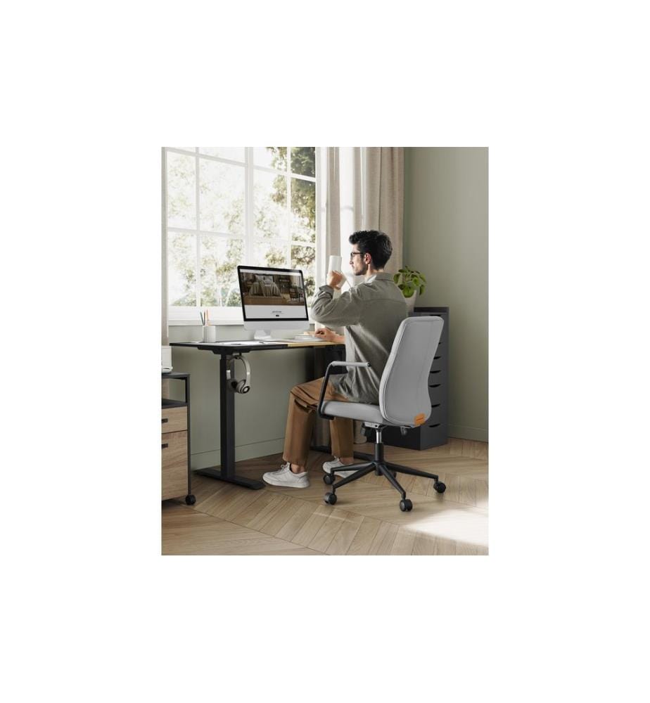 Songmics - Bürostuhl mit Polsterrücken und Armlehnen, Grau