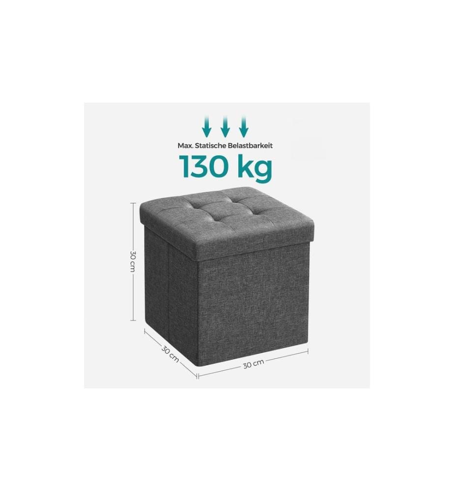 Songmics - Coffre de siège avec rangement 30 x 30 cm, Gris