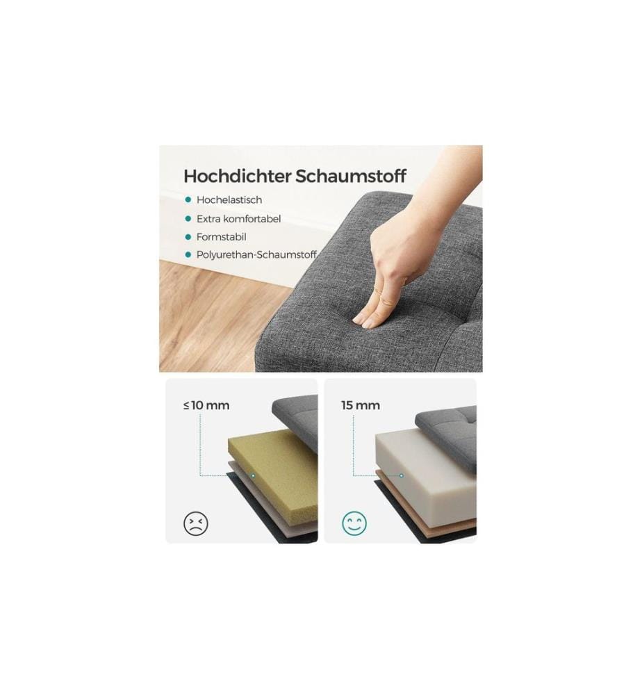 Songmics - Coffre de siège avec rangement 30 x 30 cm, Gris