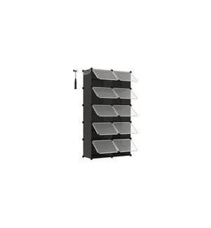 Songmics - Étagère à chaussures 82 x 152 cm,  Noir ,  Set de 10 pièces