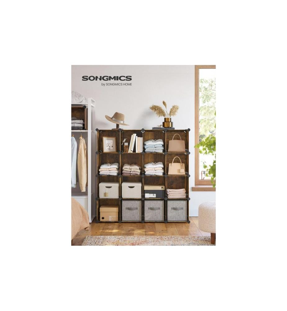 Songmics - Regal zum zusammenstecken Vintagebraun