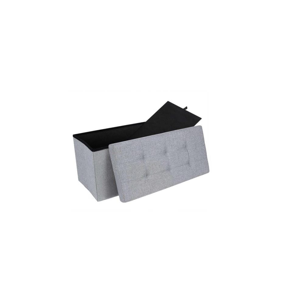 Songmics - Coffre-siège Ottomane avec espace de rangement 76 x 38 cm, Gris