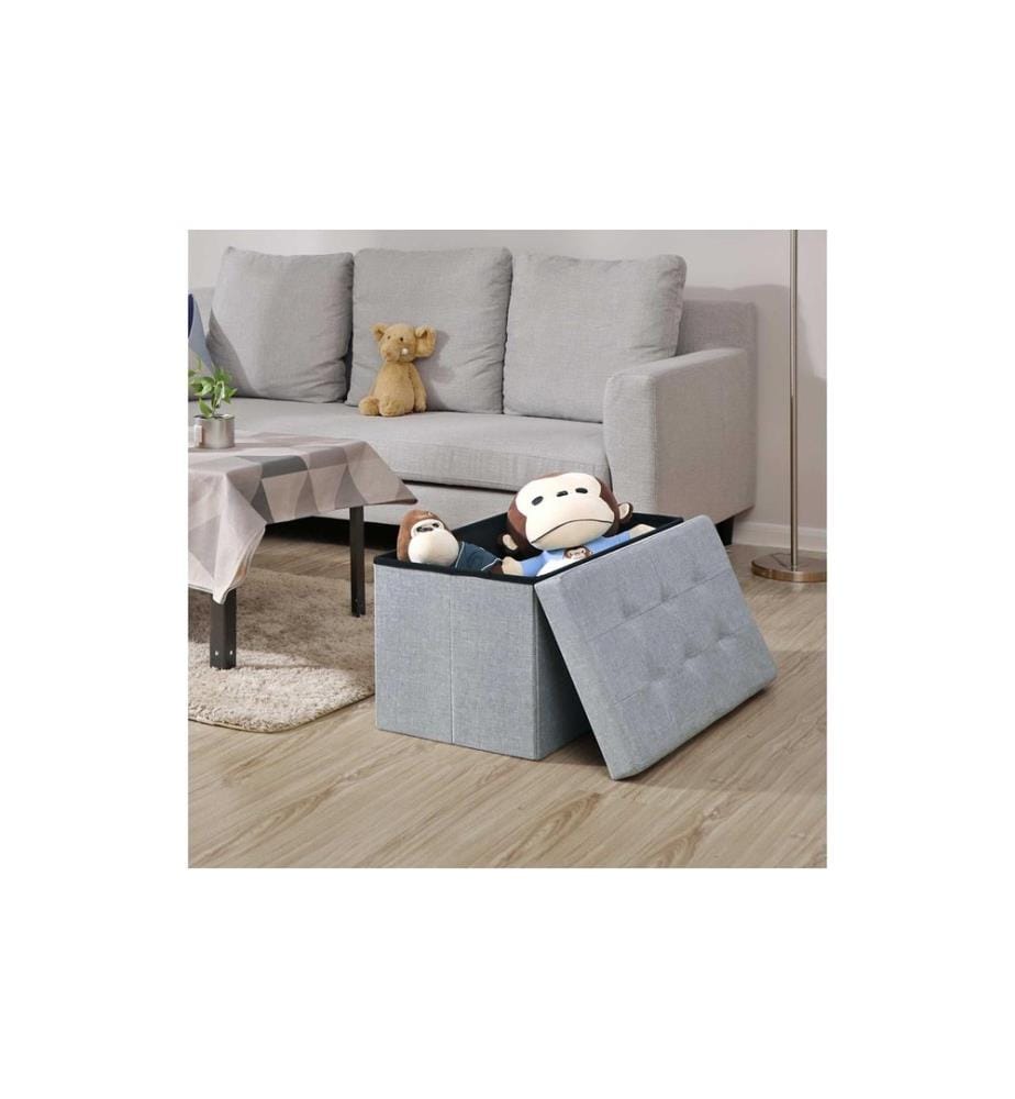 Songmics - Coffre-siège Ottomane avec espace de rangement 76 x 38 cm, Gris