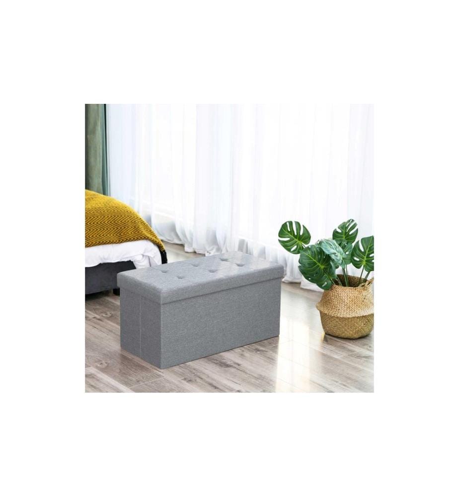 Songmics - Coffre-siège Ottomane avec espace de rangement 76 x 38 cm, Gris