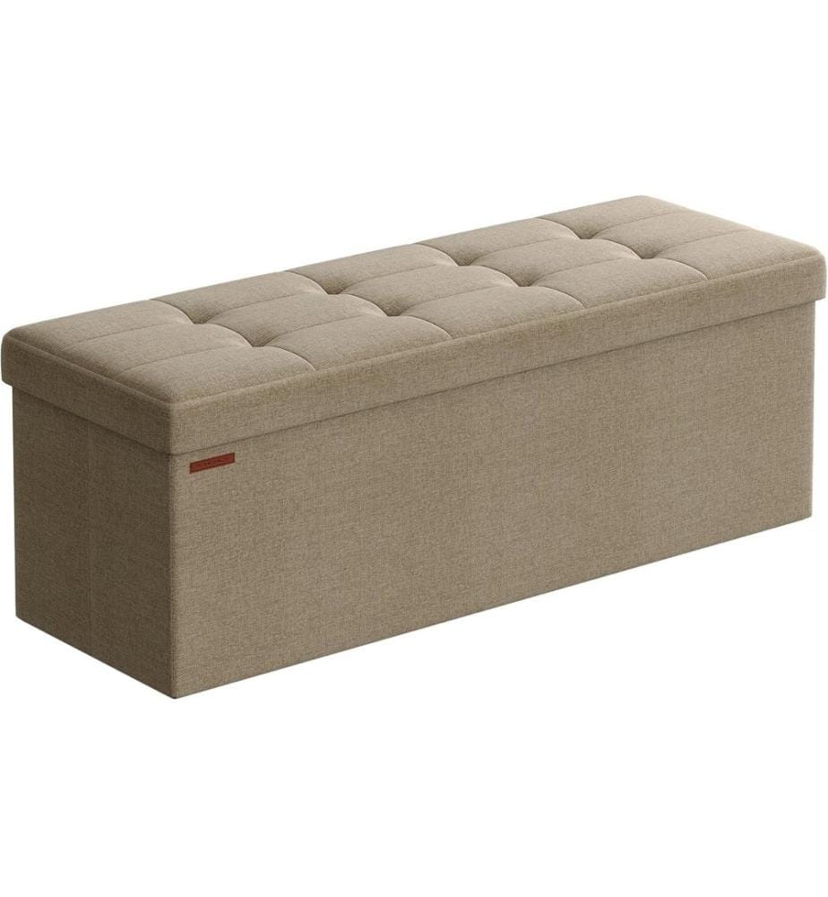 Songmics - Coffre-siège Ottomane 110 x 38 cm, Beige