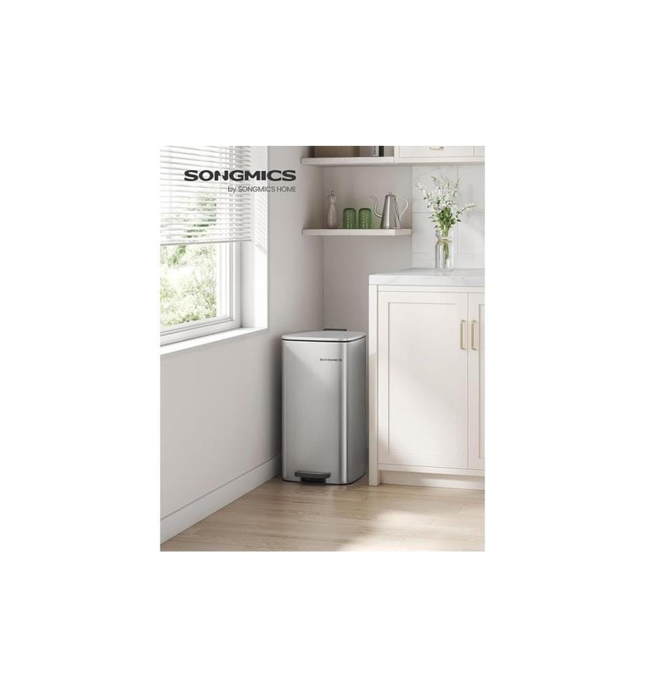 Songmics - Abfalleimer 20 l, Silber