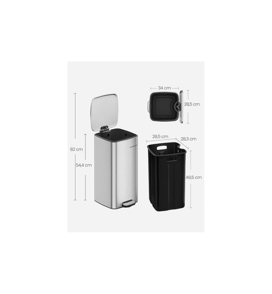 Songmics - Abfalleimer 20 l, Silber