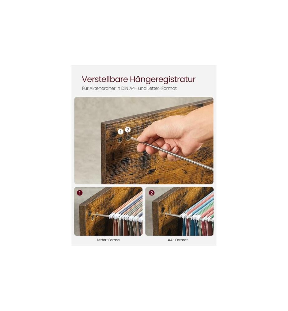 Songmics - Aktenschrank mit Rollen 80 x 40 x 66 cm