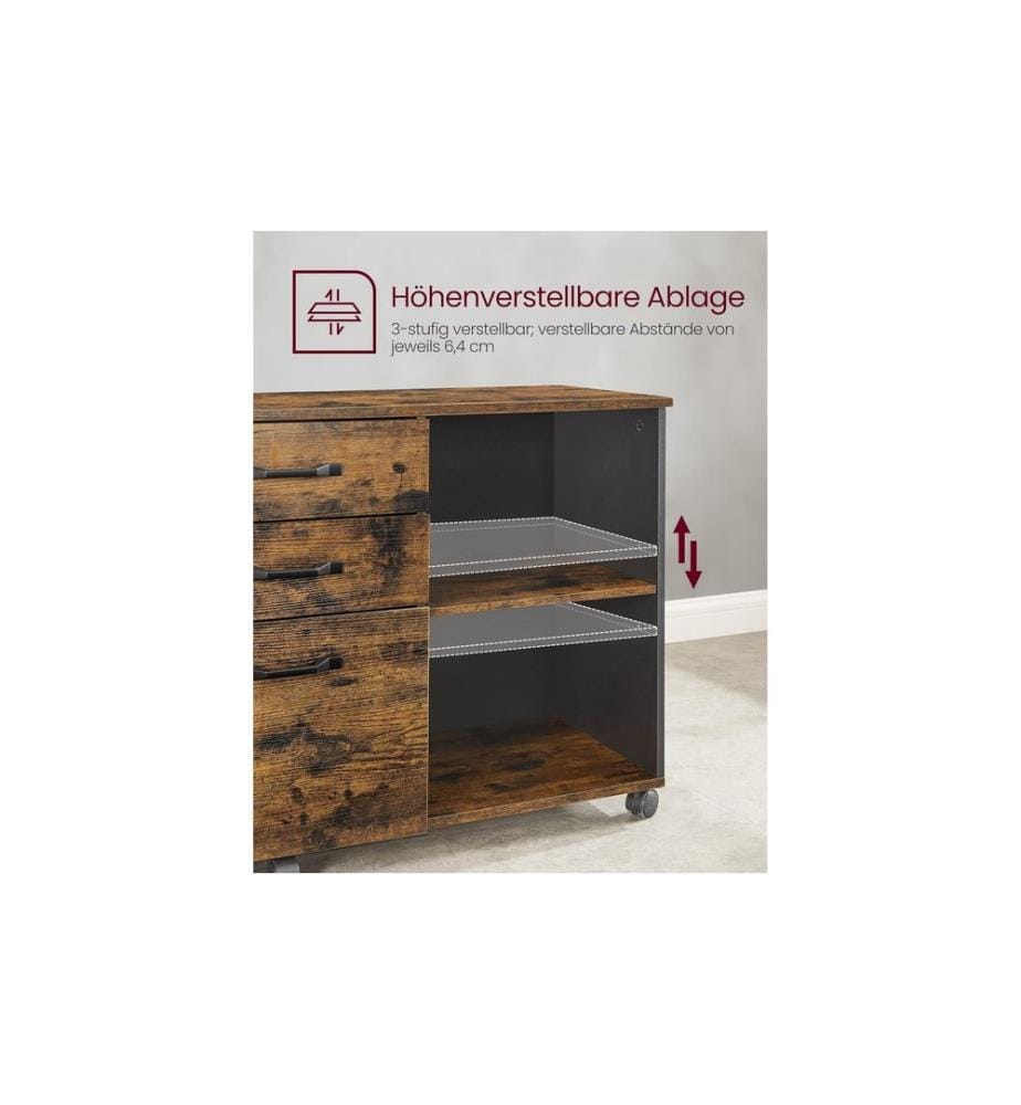 Songmics - Aktenschrank mit Rollen 80 x 40 x 66 cm