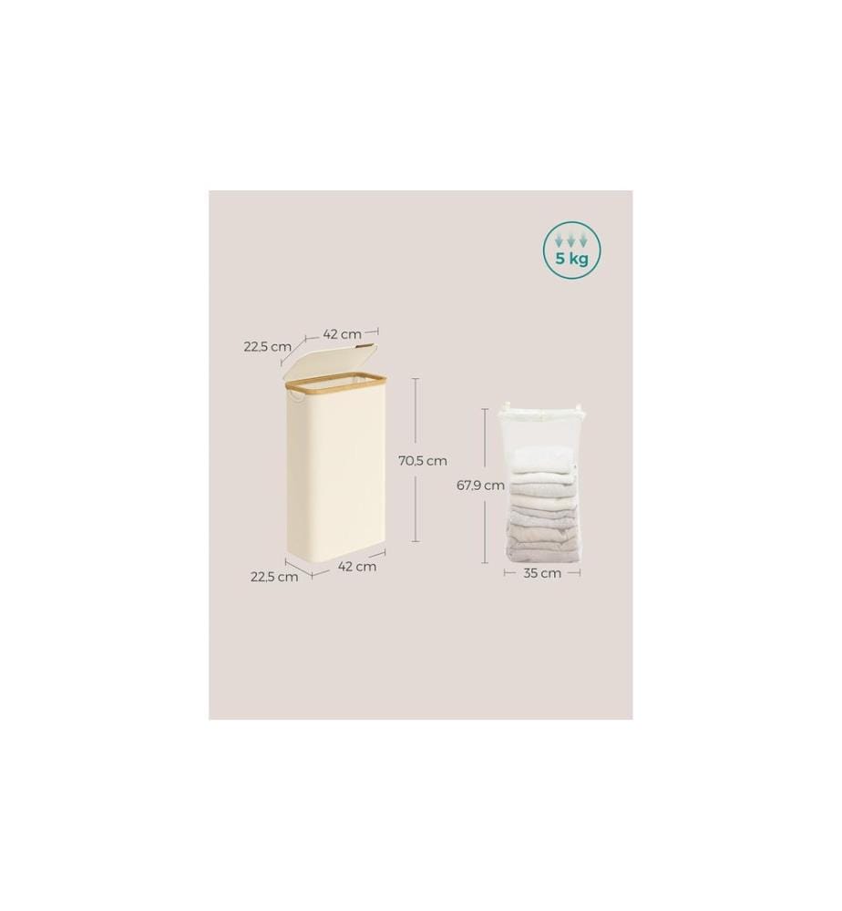 Songmics - Wäschekorb  65 l, Beige