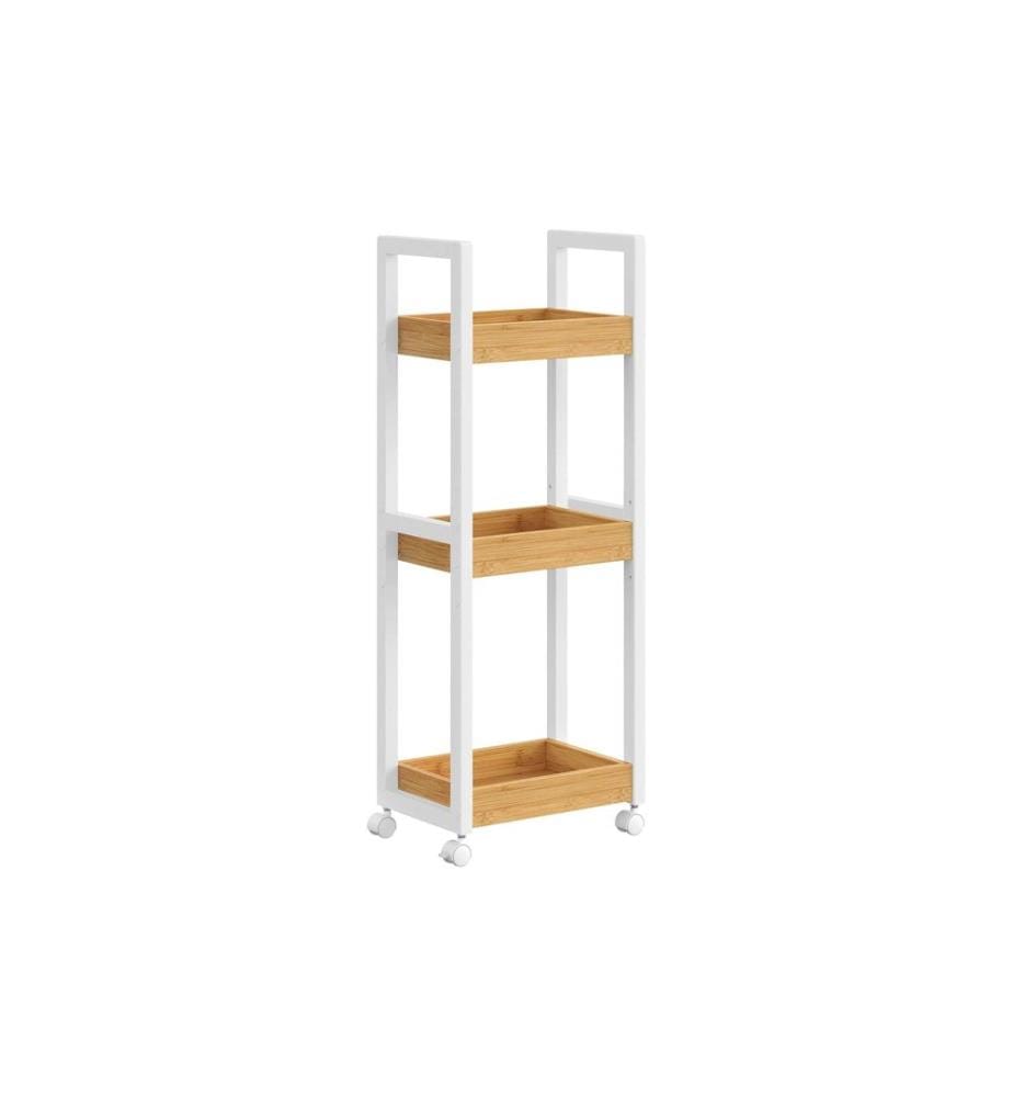 Songmics - Regal mit 3 Ebenen 30 x 20 x 80 cm, Braun/Weiss