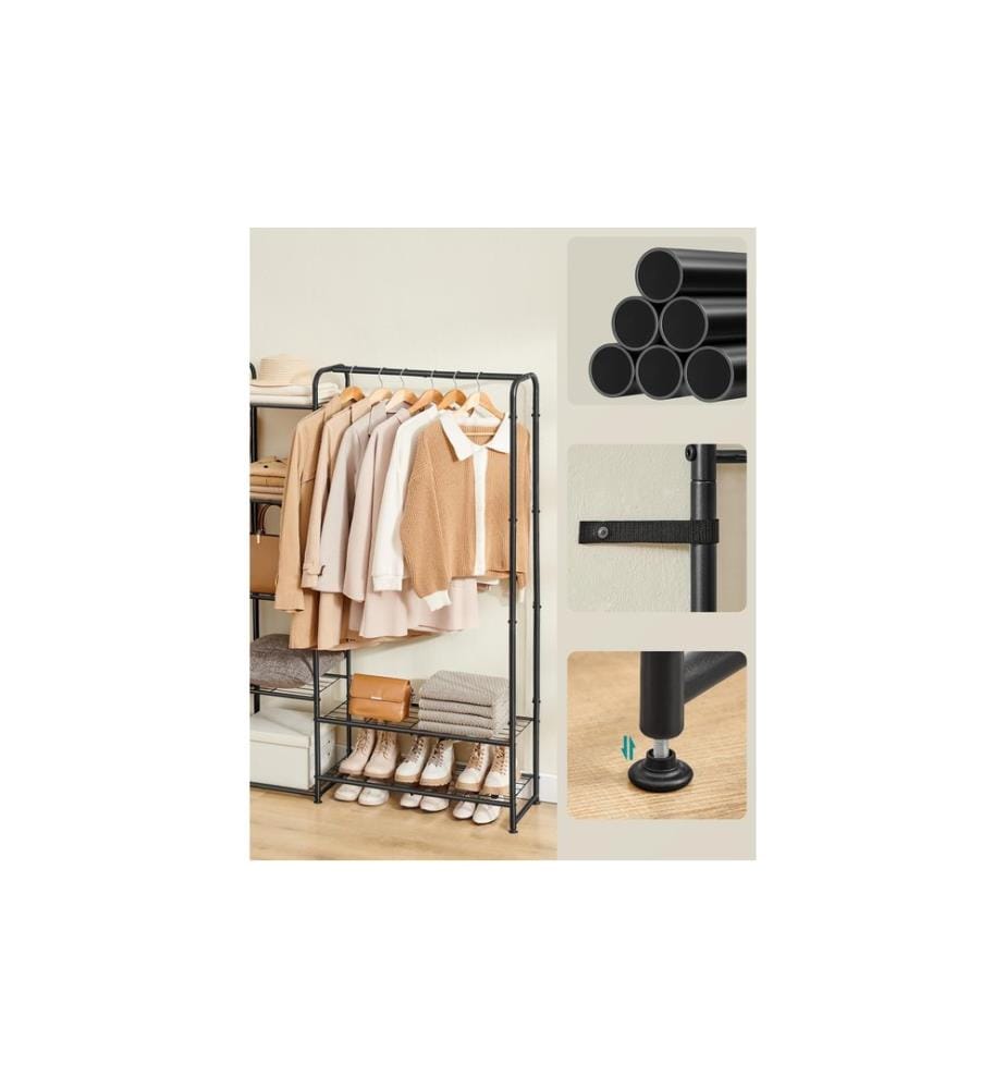 Songmics - Garderobenständer 182.4 x 29 x 158.4 cm, Schwarz