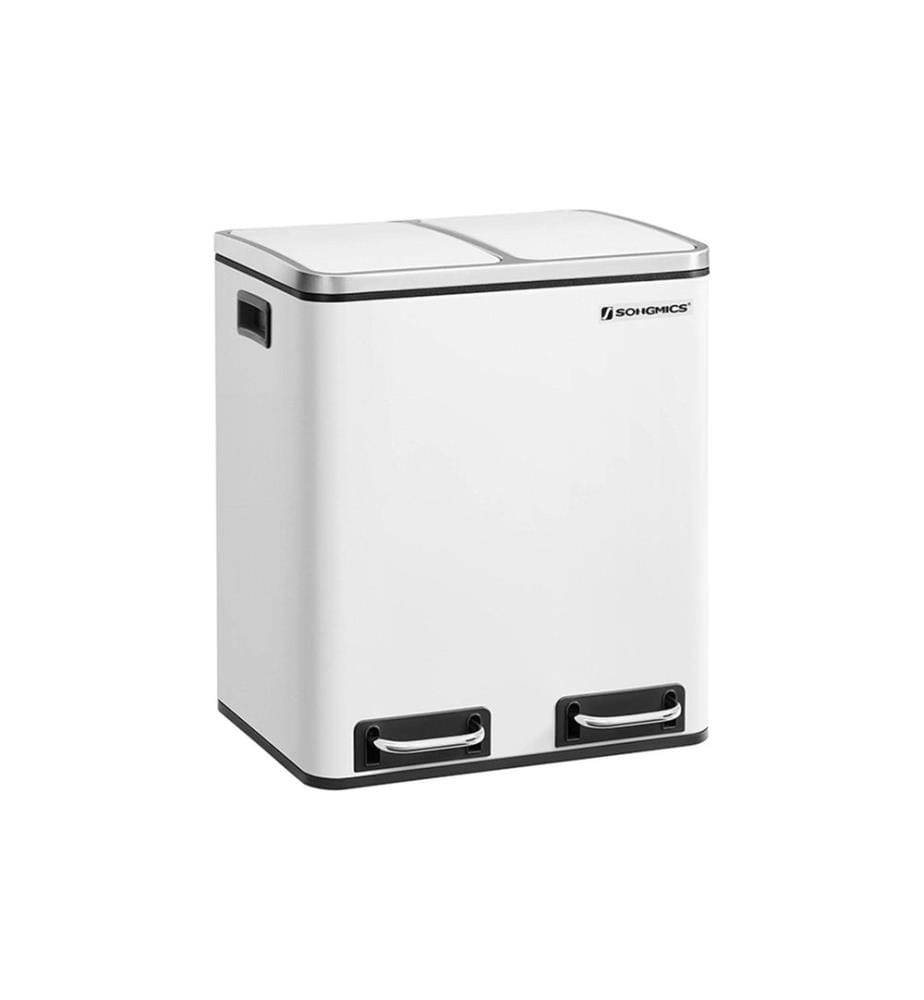 Songmics - Abfalleimer mit Inneneimern und Griffen 2 x 15 l, Weiss