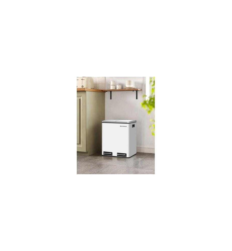 Songmics - Abfalleimer mit Inneneimern und Griffen 2 x 15 l, Weiss