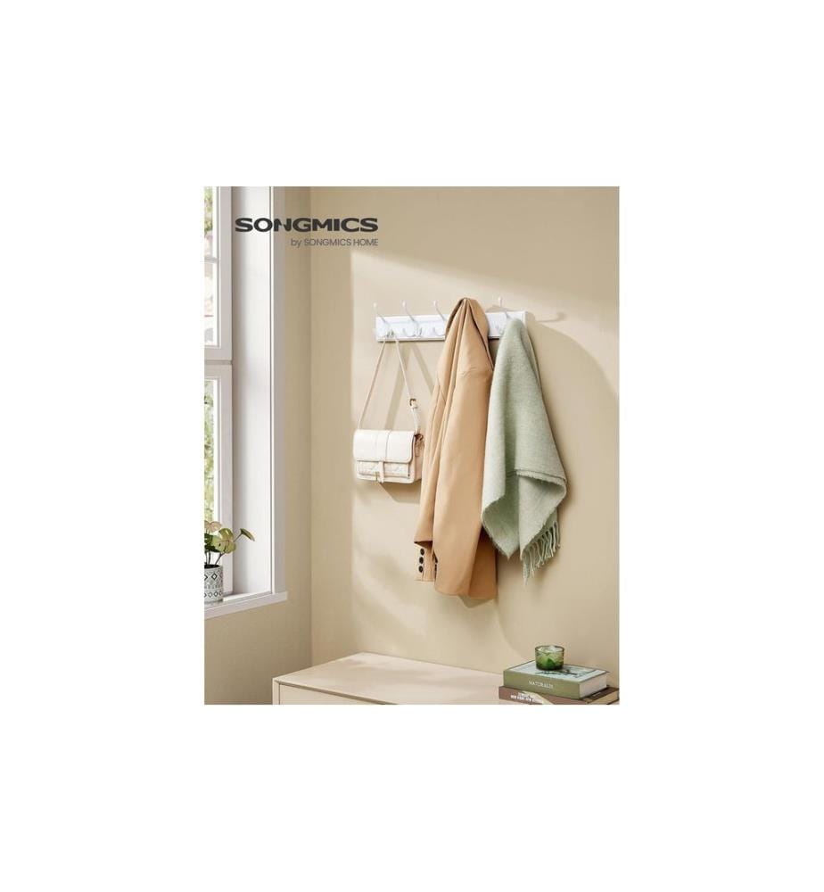 Songmics - Garderobe mit 5 Haken Weiss