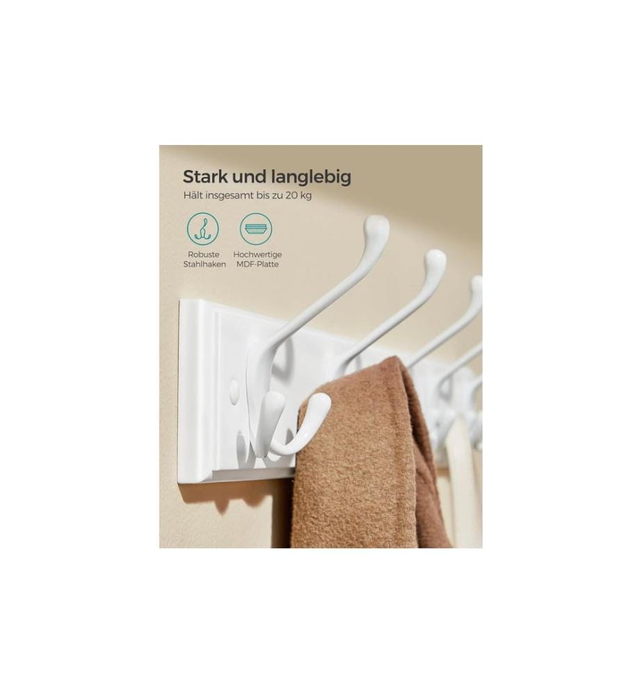 Songmics - Garderobe mit 5 Haken Weiss