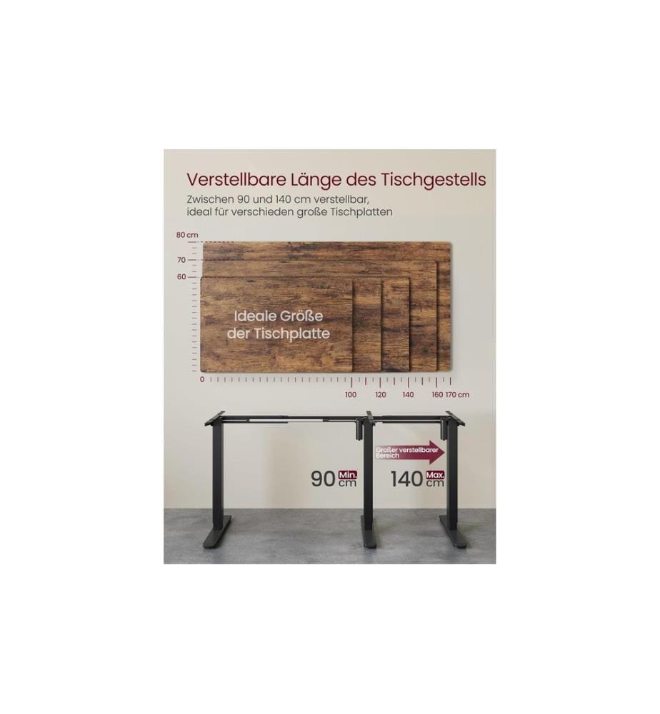 Songmics - Tischgestell ohne Platte 72-120 cm, Schwarz