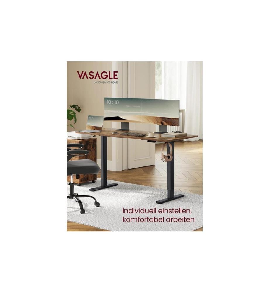 Songmics - Tischgestell ohne Platte 72-120 cm, Schwarz