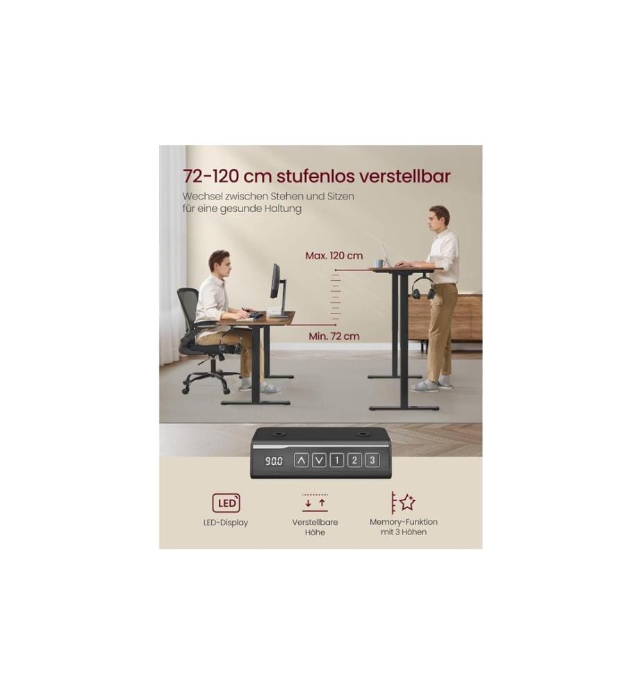 Songmics - Tischgestell ohne Platte 72-120 cm, Schwarz