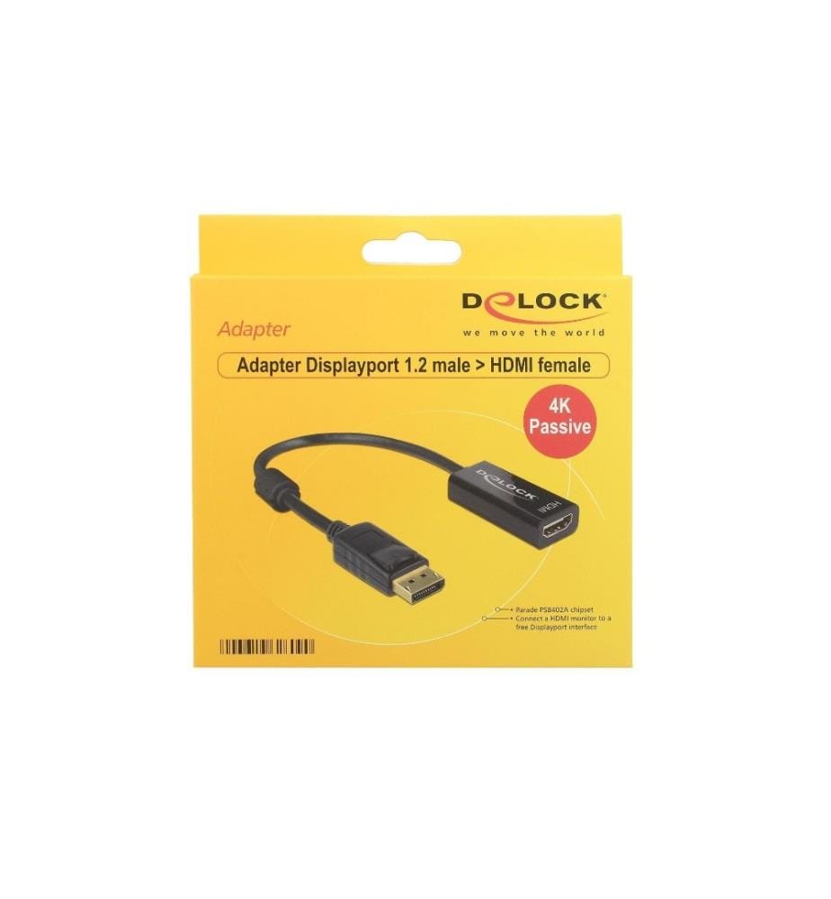 DELOCK - Adapter DisplayPort - HDMI passiv, 4K/30Hz, schwarz